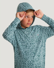Youth Bamboo Shade Hoodie - Drifter Print Sea Pine