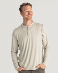 Men's Bamboo Flex Long Sleeve Henley - Sandstone