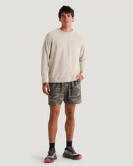 Men's Bamboo Lightweight Fleece Crew - Heather Desert Tan