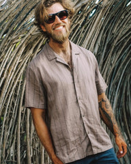 Men's Sullivan's Camp Shirt - Dash Vertical Stripe Fossil