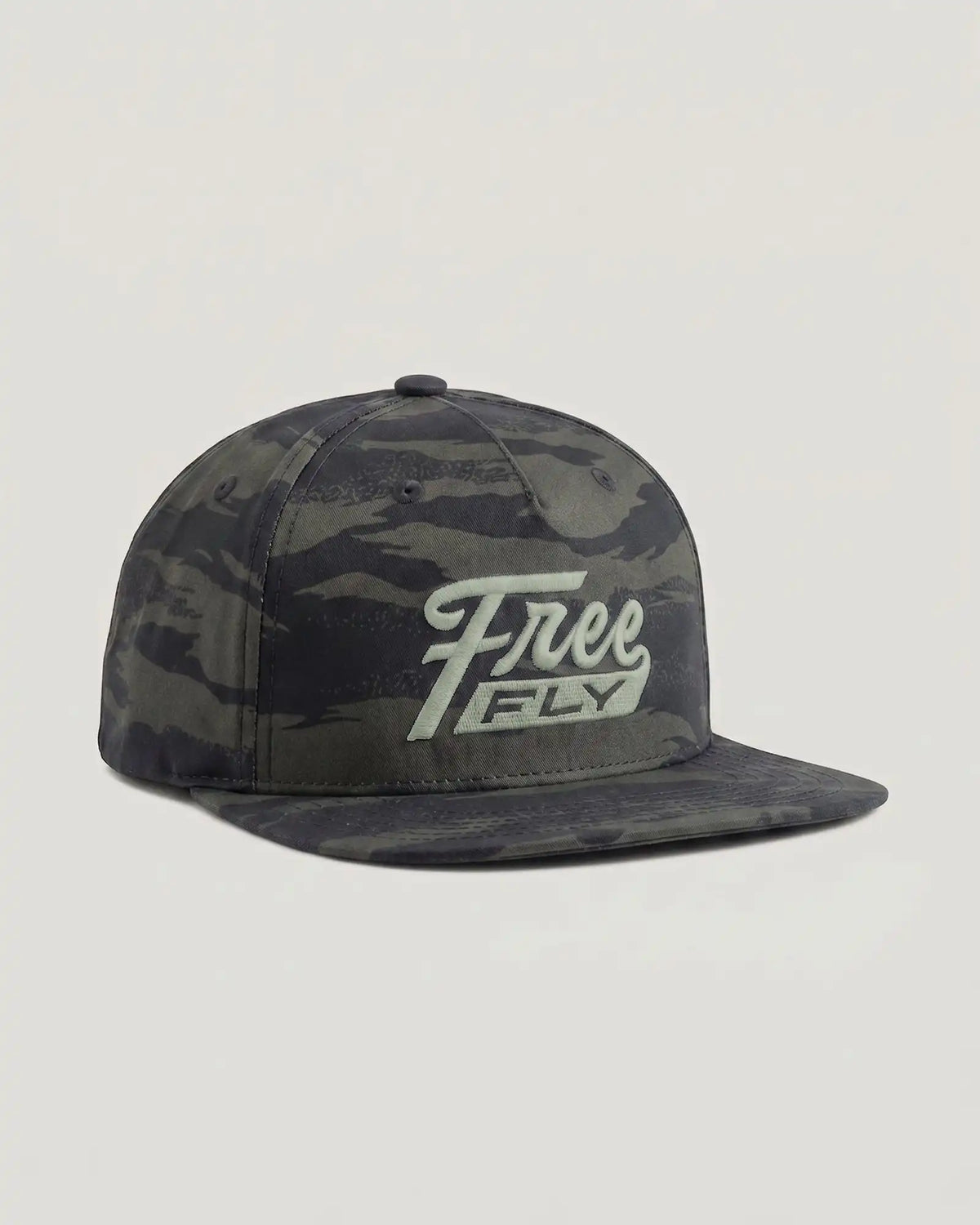Retro Script Flat Brim Hat - Hydro Mist Camo Dark Forest