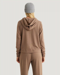 Women's Bamboo Lightweight Fleece Cropped Hoodie - Fossil