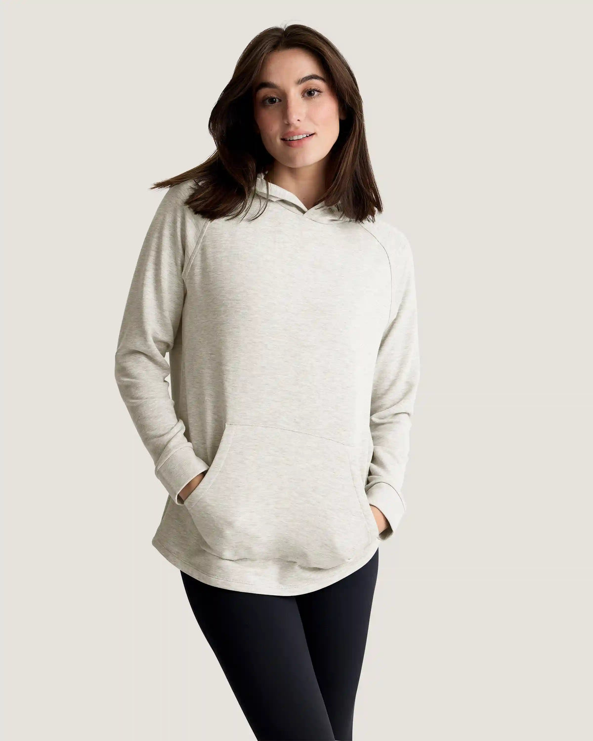 Women's Bamboo Lightweight Fleece Hoodie - Off White Heather
