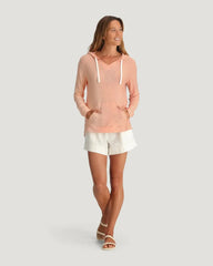 Women's Bamboo Slub Hoodie - Light Coral