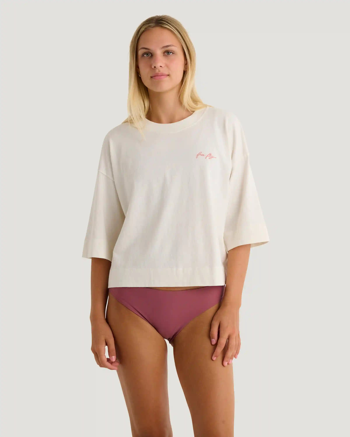 Women's Lucky Lei Oversized Cropped Tee - Bone