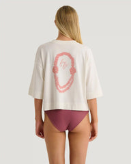Women's Lucky Lei Oversized Cropped Tee - Bone