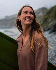 Women's Waffle Long Sleeve Henley - Sea Pine