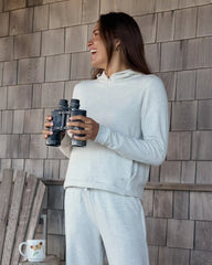 Women's Bamboo Lightweight Fleece Cropped Hoodie - Fossil