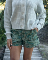 Women's Folly Twill Short - Watercolor Camo Oil Green