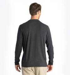 Men's Bamboo Flex Long Sleeve Henley - Black Sand