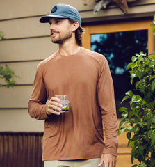 Men's Bamboo Shade Long Sleeve - Heather Slate Blue